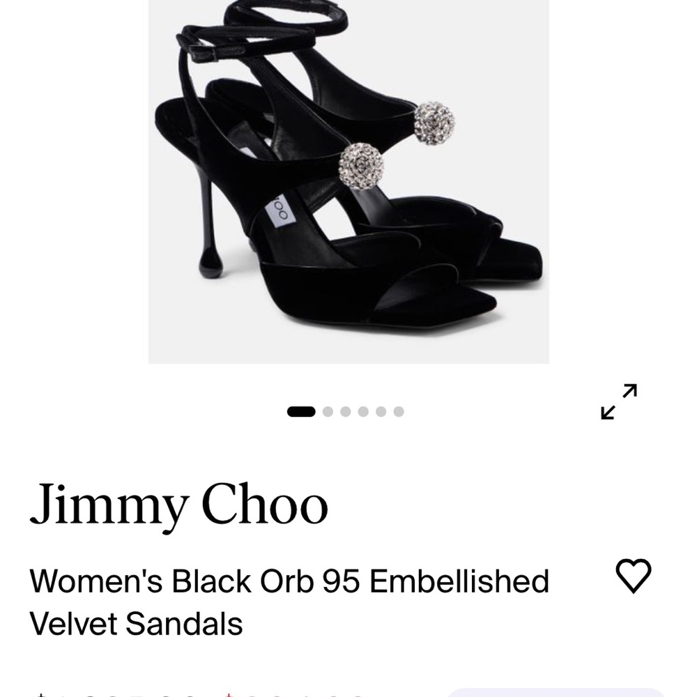 Jimmy Choo Black Orb velvet embellished 95mm sandals EU 38.5